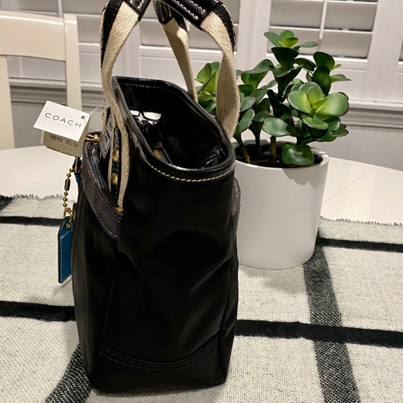 NWT COACH Hamptons Small Satin Tote Black L05M 126 - Picture 5 of 8